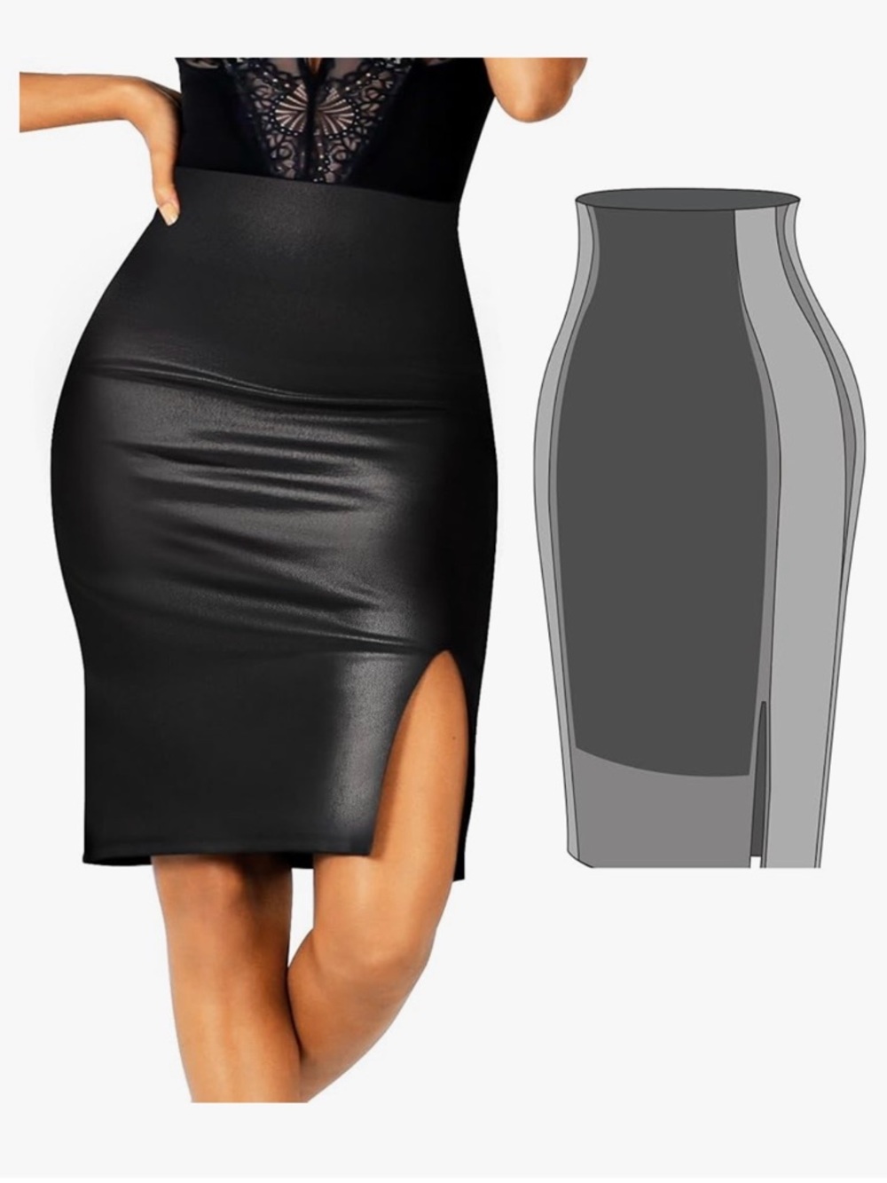 Popilush Shapeware Faux Leather Skirt size small